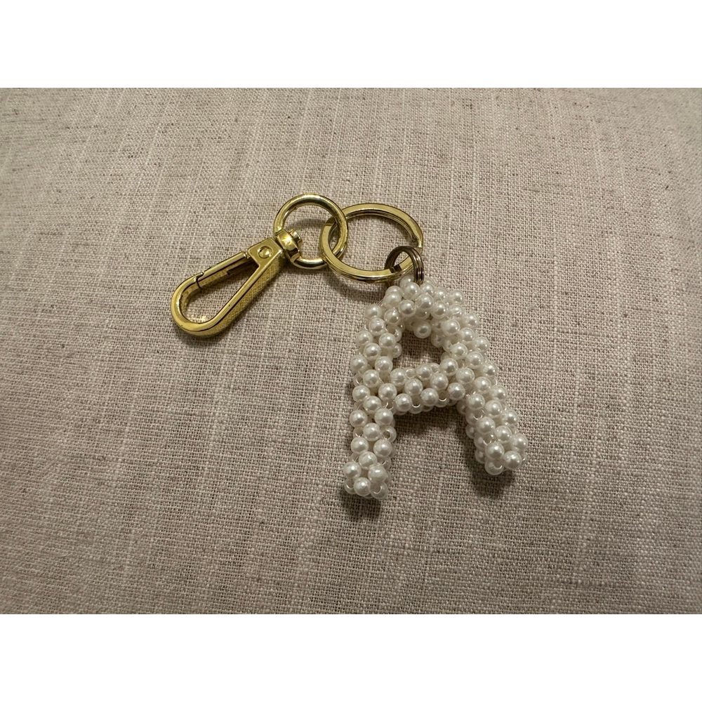 Pearl Gold Letter A Keychain